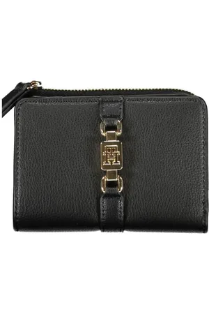 Tommy Hilfiger Accessoires, Dames, Zwart, ONE Size, Polyester, Elegante zwarte portemonnee met rits en muntvak