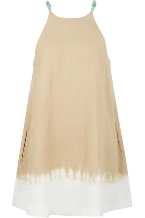 Staud Kleedjes, Dames, , L, Linnen, Linnen trapeze mini jurk kralen