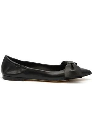 Pomme D´Or Schoenen, Dames, Zwart, 36 EU, Leer, Zwarte leren ballerina schoen met strik