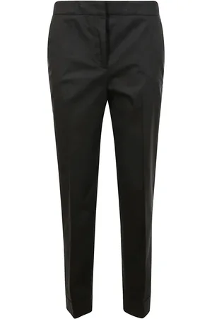 PT Torino Broeken, Dames, Zwart, L, Katoen, Donkerbeige broek met verfijnde lijnen