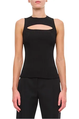 Alexander McQueen Truien, Dames, Zwart, XS, Zwarte Geribbelde Mouwloze Top