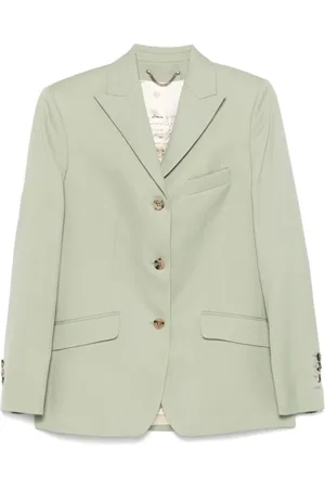 Golden Goose Jassen, Dames, Groen, M, Salie Groene Jas met Schoudervullingen