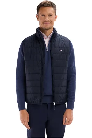Eden Park Jassen, Heren, Blauw, 2Xl, Polyester, Mouwloos marineblauw gewatteerd jack