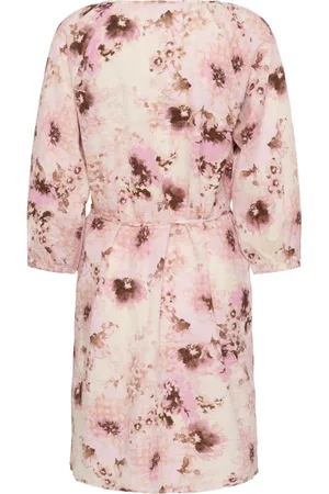 Part Two Kleedjes, Dames, Veelkleurig, XL, Katoen, Roze Nectar Verspreide Bloem Jurk