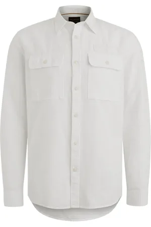 PME Legend™ Overhemden, Heren, Wit, 2Xl, Katoen, Lange mouw katoen/linnen overhemd