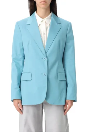 Max Mara Jassen, Dames, Blauw, XS, Blauwe Jassen voor de Trendy Yuppy