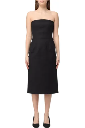 Sportmax Kleedjes, Dames, Zwart, S, Gele Strapless Kokerjurk