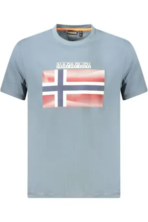 Napapijri Tops, Heren, Blauw, XL, Katoen, Grijze Katoenen Heren T-Shirt met Print