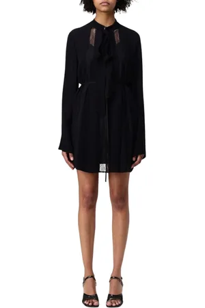 Twin-Set Kleedjes, Dames, Zwart, S, Elegante Zwarte Kant Jurk