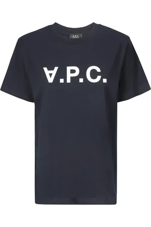 A.P.C. Tops, Dames, Blauw, XL, Katoen, Blauw Logo T-Shirt Katoen Regular Fit