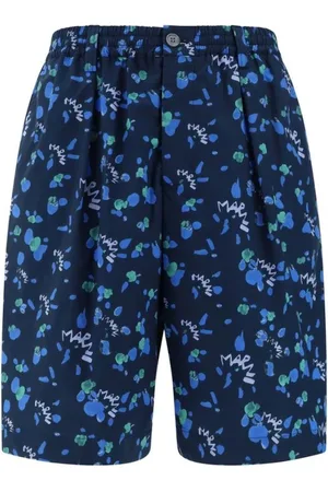 Marni Korte broeken, Heren, Veelkleurig, M, Shorts met Monogram Patroon en Elastische Taille