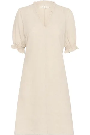 INWEAR Kleedjes, Dames, , 2Xs, Linnen, Vrouwelijke Jurk met Pofmouwen