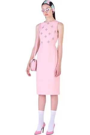 Silvian Heach Kleedjes, Dames, Roze, M, Leer, Midi Kleedjes