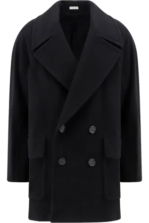 Alexander McQueen Mantels, Heren, Zwart, S, Wol, Dubbelrijige Zwarte Wollen Jas