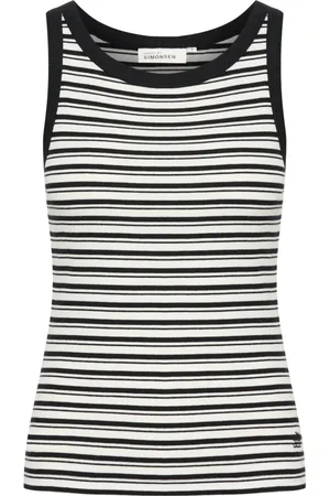 Karen by Simonsen Tops, Dames, Veelkleurig, XS, Katoen, Gestreepte Boothals Top