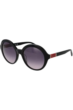 GANT Accessoires, Dames, Zwart, ONE Size, Zwarte Dames Zonnebril Rond Paars Gradiënt