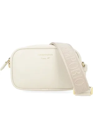 Emporio Armani Tassen, Dames, Wit, ONE Size, Leer, Vegan Camera Case in ivoor