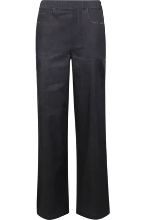 Marni Jeans, Dames, Zwart, S, Katoen, Contraststiksel Wijde Pijp Broek