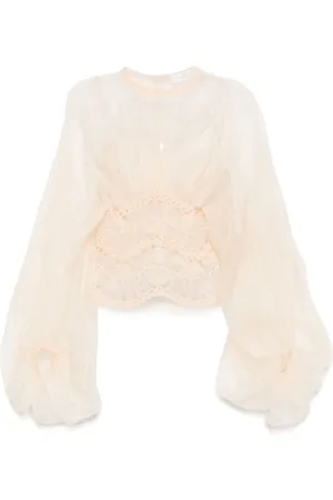 ZIMMERMANN Blouses & Shirts, Dames, Roze, S, Polyester, Witte Trui met Stijlvol Ontwerp