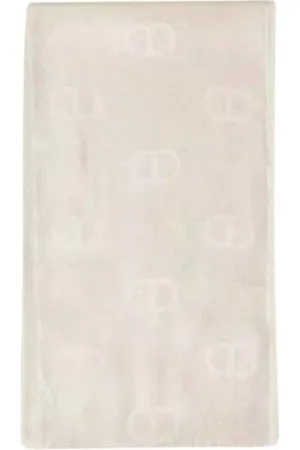 Twin-Set Accessoires, Dames, Wit, ONE Size, Katoen, Lurex Logo Jacquard Katoenen Sjaal