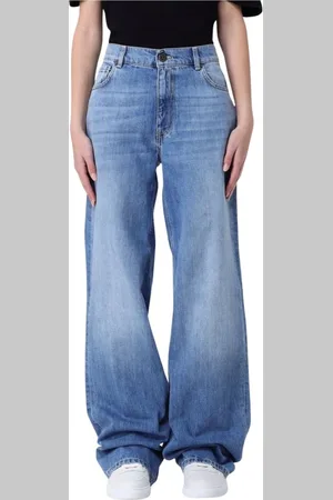 Twin-Set Jeans, Dames, Blauw, W26, Katoen, Wijde pijp Jeans met relaxte pasvorm