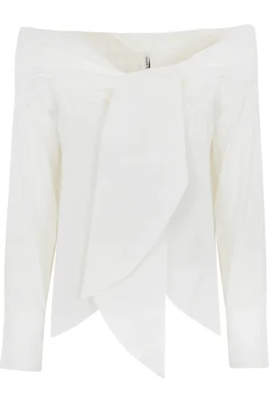 LIVIANA CONTI Blouses & Shirts, Dames, Wit, M, Katoen, Witte Katoenen Off-Shoulder Blouse