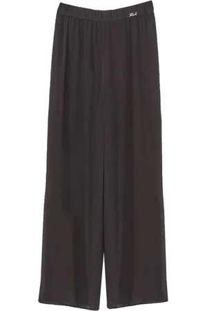 Karl Lagerfeld Broeken, Dames, Zwart, S, Polyester, Dna Plisse Strandbroek