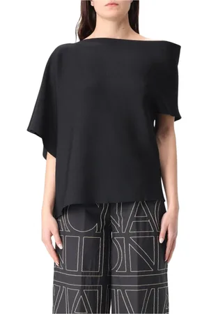 LIVIANA CONTI Blouses & Shirts, Dames, Zwart, M, Zwarte Boothals Sweater Top