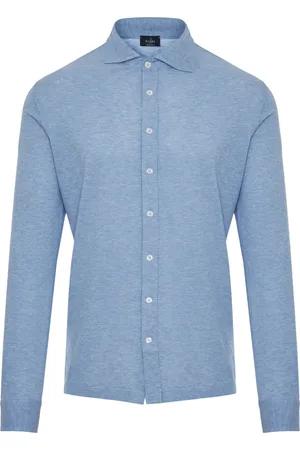 BARBA Overhemden, Heren, Blauw, 3Xl, Katoen, Italiaans katoenen piqué overhemd