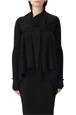 Rick Owens Blouses & Shirts, Dames, Zwart, S, Wol, Geribbelde Gebreide Vest Trui