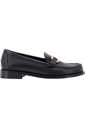 Salvatore Ferragamo Schoenen, Dames, Zwart, 38 EU, Leer, Zwarte leren loafers met Gancini-detail