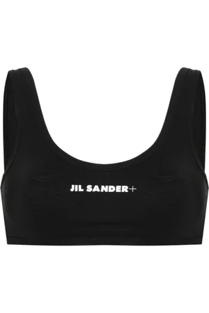 Jil Sander Tops, Dames, Zwart, S, Zwarte Logo Badpak Bh Top
