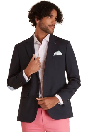 Vicomte A. Jassen, Heren, Blauw, M, Wol, Blazer Uni met Elleboogstukken
