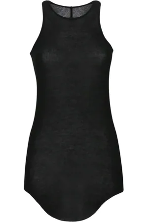 Rick Owens Tops, Dames, Zwart, S, Geribbelde Racerback Tanktop