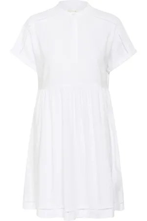 INWEAR Kleedjes, Dames, Wit, XS, Linnen, Korte Witte Jurk Faridaiw Stijl