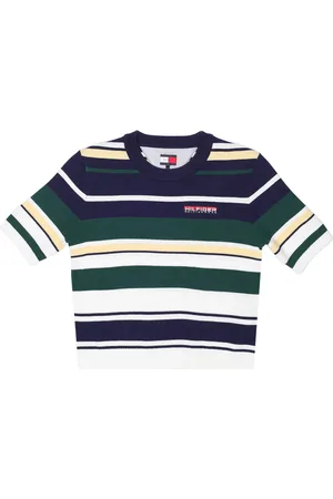 Tommy Hilfiger Truien, Dames, Veelkleurig, S, Gestreepte korte mouwen zeiltop
