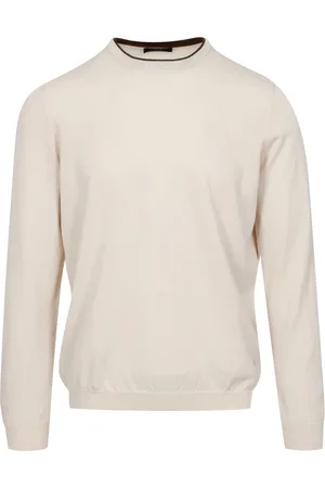 FAY Truien, Heren, , M, Katoen, Katoenen Crew Neck Sweater Sand+Brown