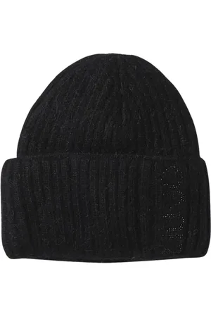 Liu Jo Accessoires, Dames, Zwart, ONE Size, Wol, Geribbelde Alpaca Wol Beanie Hoed