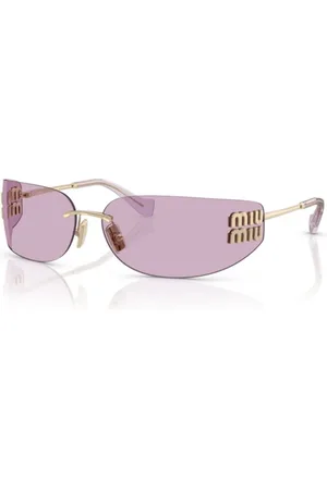 Miu Miu Accessoires, Dames, Paars, ONE Size, Trendy Rechthoekige Zonnebril