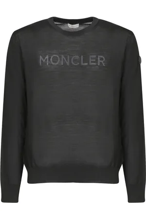 Moncler Sweatshirts & Hoodies, Heren, Zwart, XL, Wol, Zwarte Trui met Lange Mouwen Minimaal Ontwerp