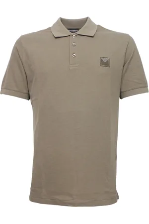 Emporio Armani Tops, Heren, Bruin, XL, Katoen, Katoenen poloshirt met knoopkraag