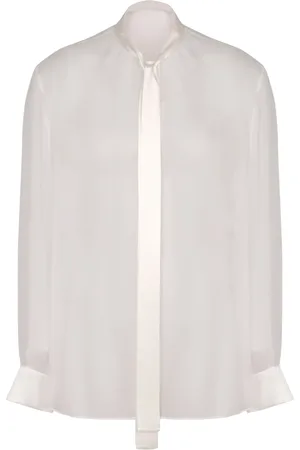 Dolce & Gabbana Blouses & Shirts, Dames, Wit, M, Zijden Strik Kraag Shirt