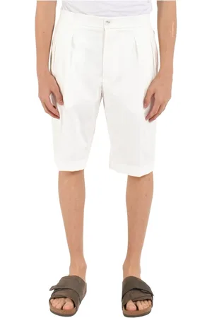 Patrizia Pepe Korte broeken, Heren, Wit, M, Polyester, Viscose Bermuda shorts met verborgen sluiting