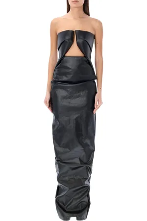 Rick Owens Kleedjes, Dames, Zwart, S, Zwarte Gedrapeerde Maxi Jurk