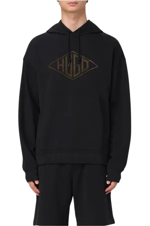 HUGO BOSS Sweatshirts & Hoodies, Heren, Zwart, XL, Zwarte Crewneck Sweatshirt Stijlvol Veelzijdig Casual