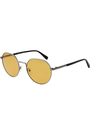 GANT Accessoires, Heren, Zwart, ONE Size, Zilveren Heren Zonnebril Rond Geel