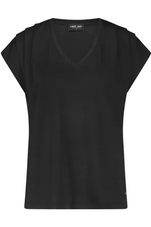 Lady Day Tops, Dames, Zwart, XS, Elegante V-hals mouwloze top met plooitjes