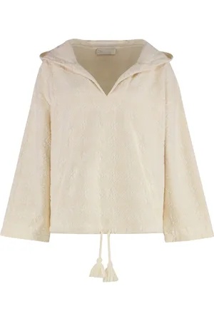 Tory Burch Sweatshirts & Hoodies, Dames, , M, Katoen, Hoodie met V-hals en verstelbare taillekoord