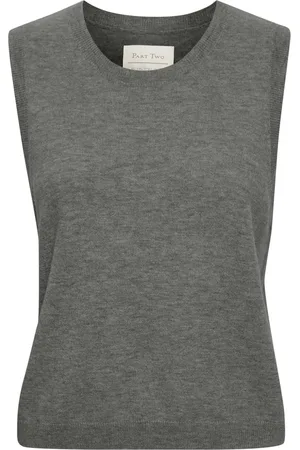 Part Two Truien, Dames, Grijs, 2Xl, Wol, Zachte Gebreide Trui Medium Grey Melange