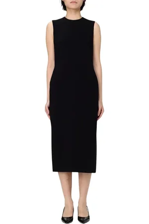 THEORY Kleedjes, Dames, Zwart, XS, Zwarte Mouwloze Midi Jurk